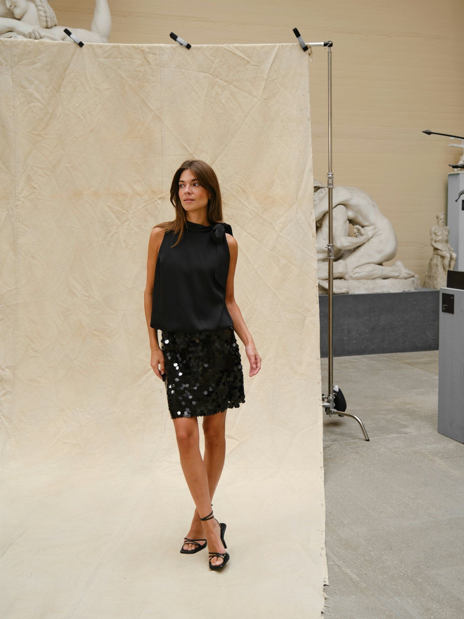 Neo Noir Veda Drapy Satin Top