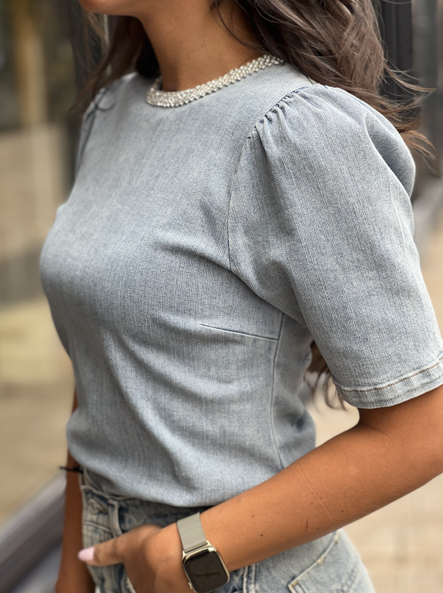 Rosia Denim Emb Top