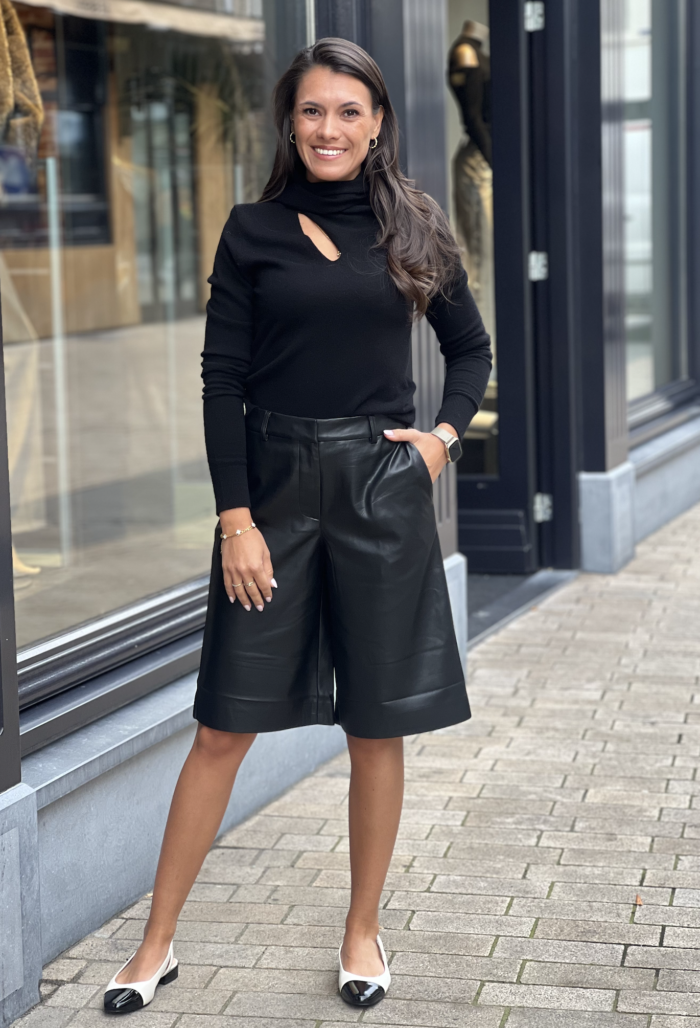 Avery faux leather bermuda