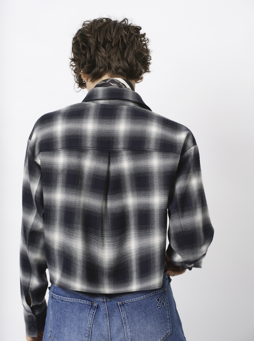 Eason check embellished shirt