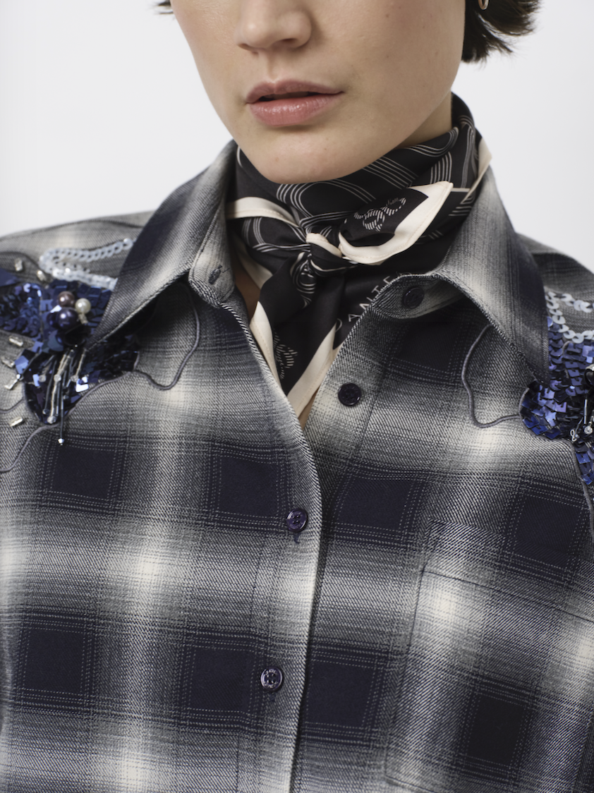 Eason check embellished shirt