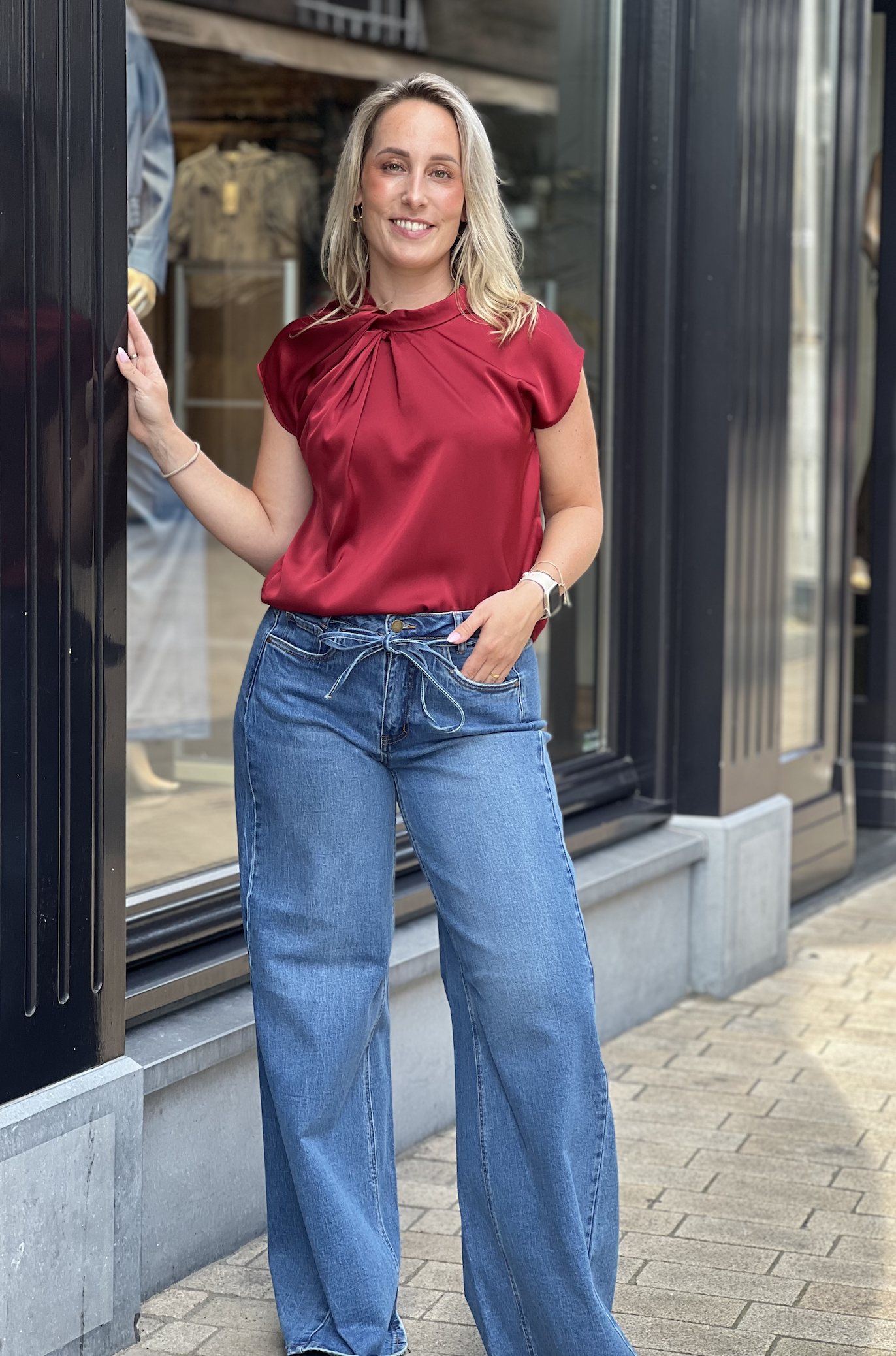 Fleur Drapy Satin Blouse