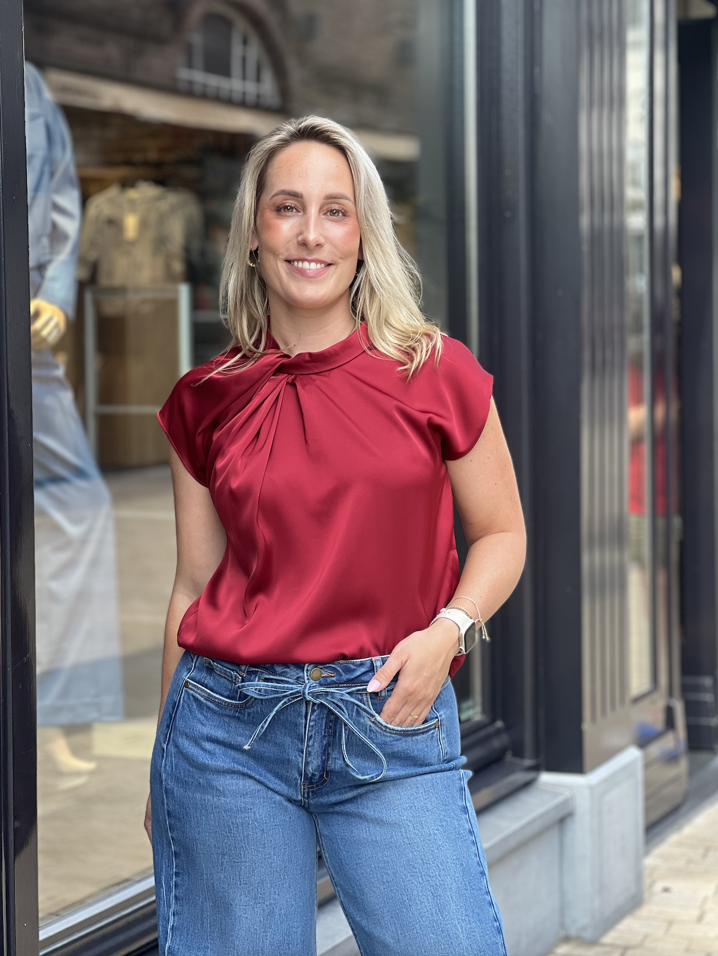 Fleur Drapy Satin Blouse