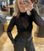 Olya velvet layering mesh top