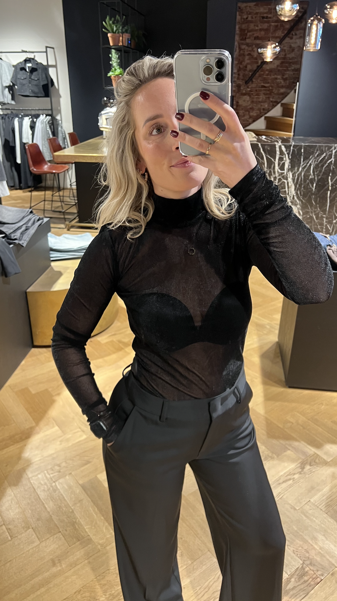 Olya velvet layering mesh top