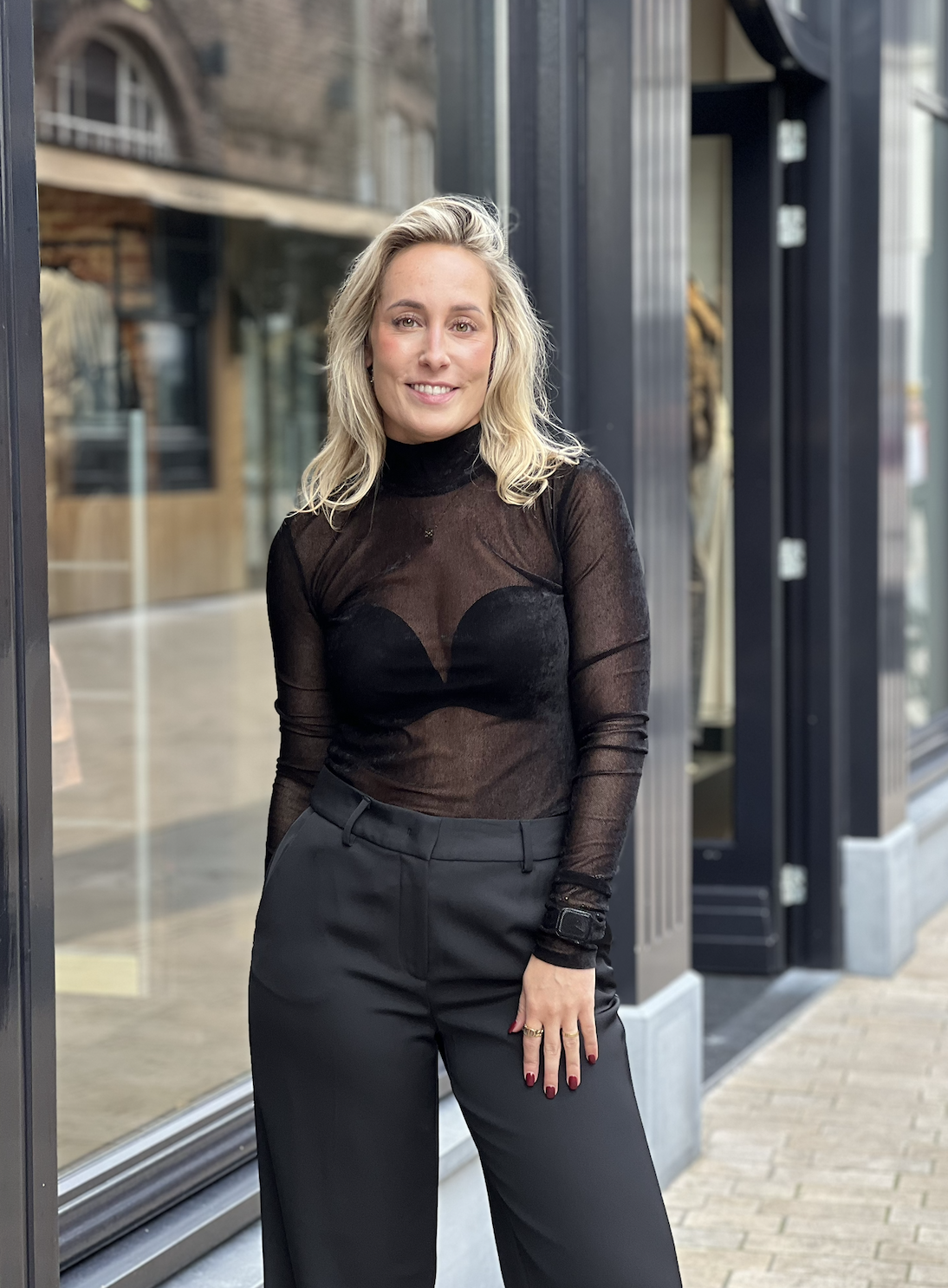 Olya velvet layering mesh top