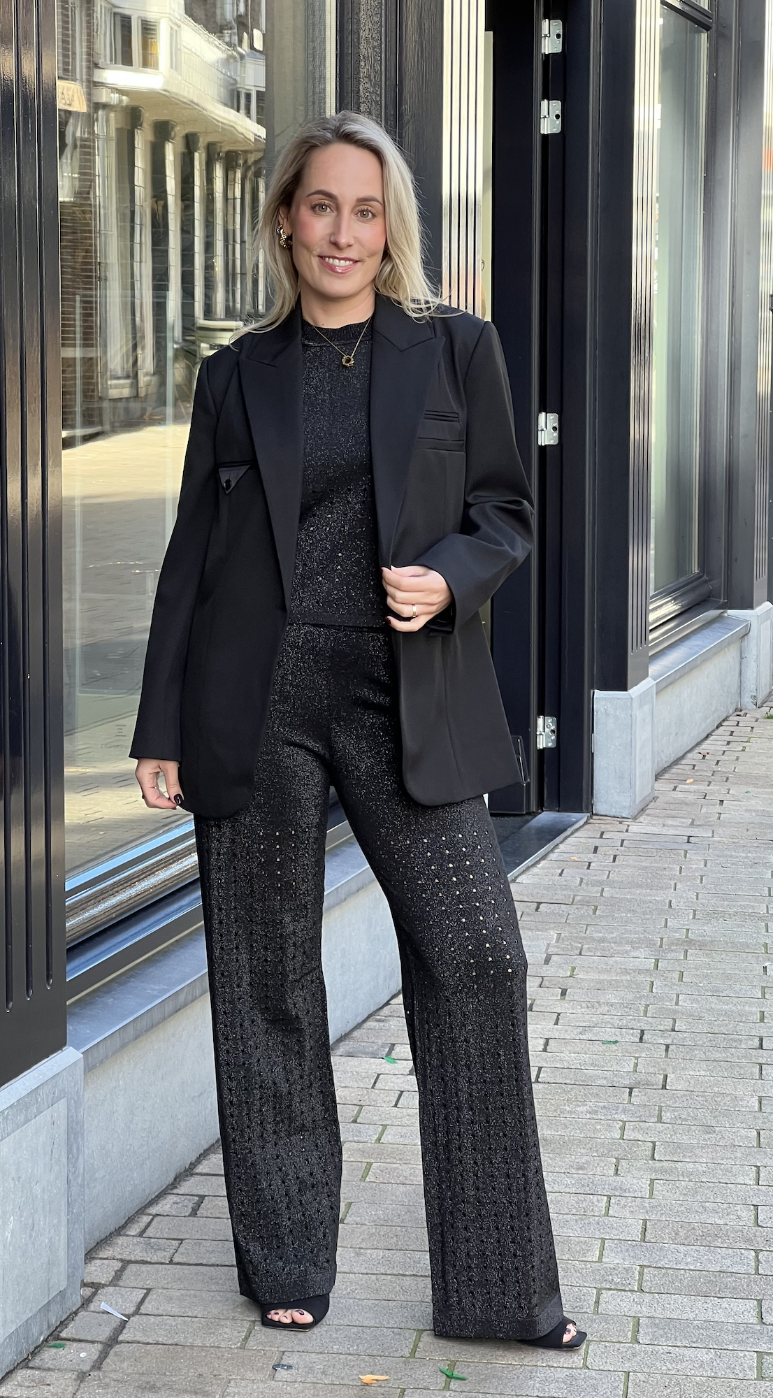 Hole Lurex Knit Tall Pants