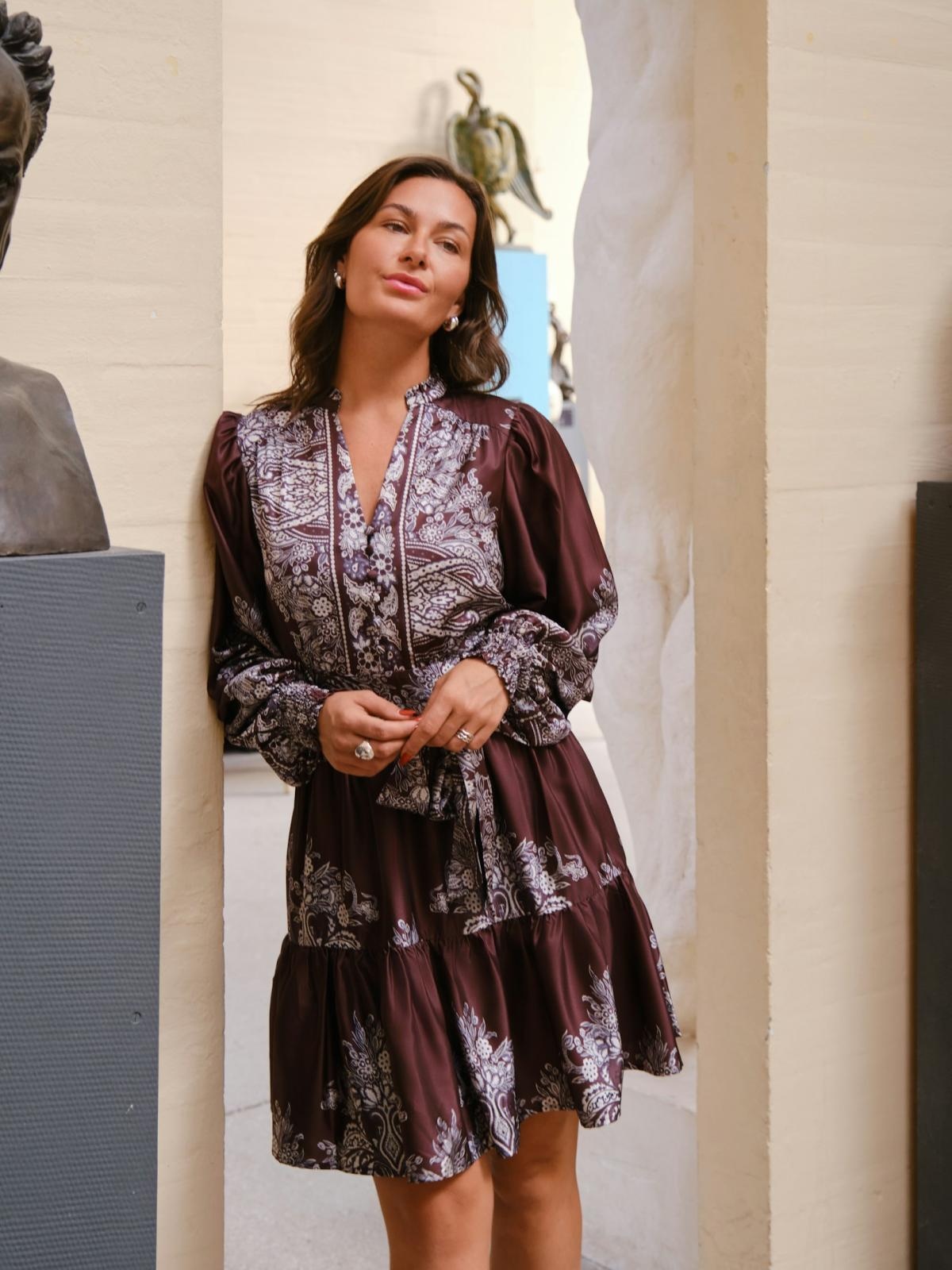 Neo Noir Malfida Paisley Border Dress