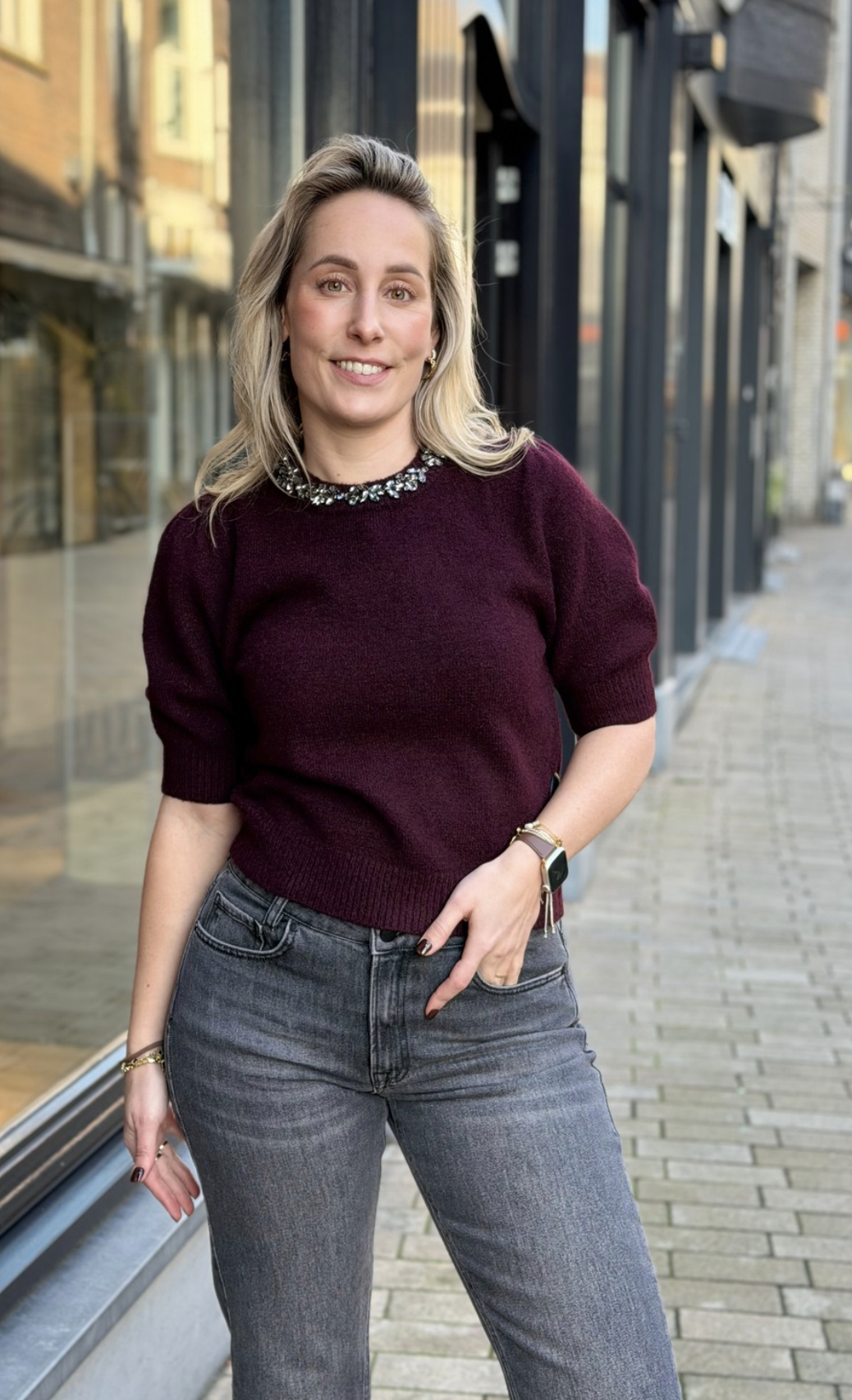 Maia Stone Knit Blouse