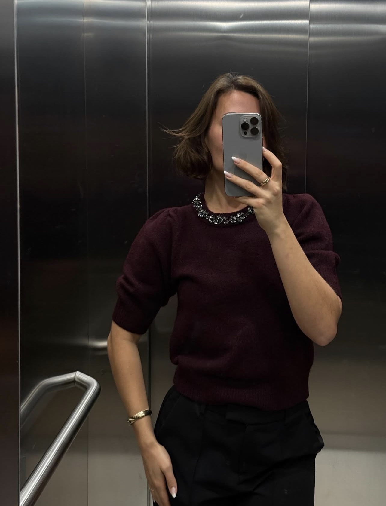 Neo Noir Maia Stone Knit Blouse