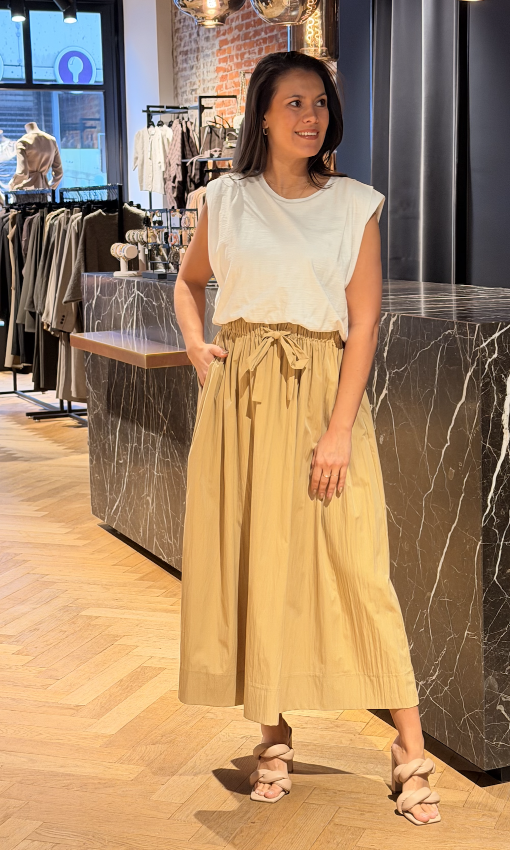 Skirt long drawstring