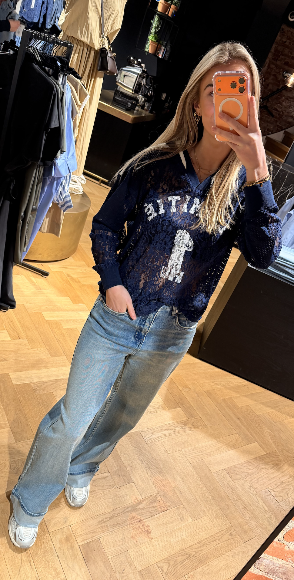 Lace Football V-Blouse