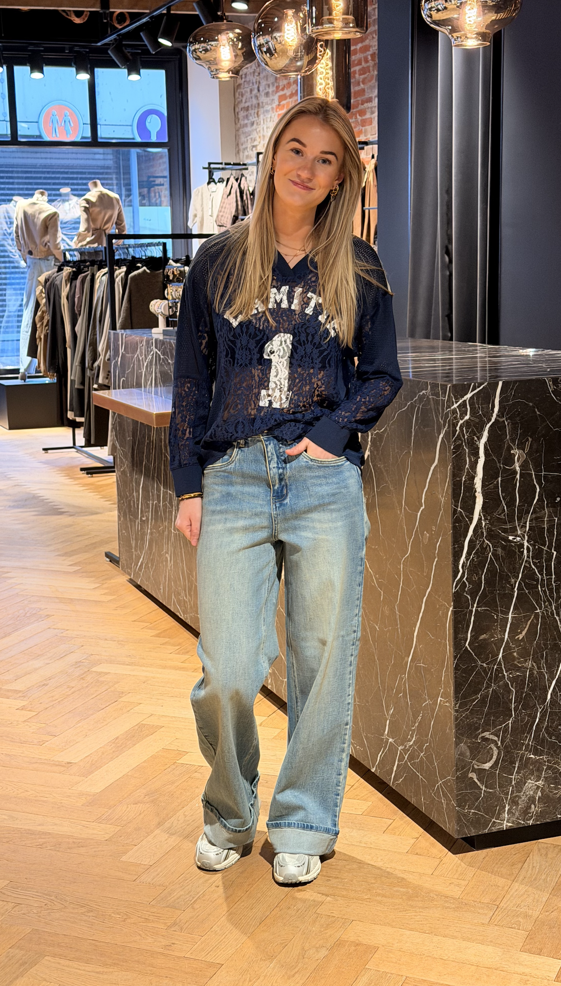 Lace Football V-Blouse