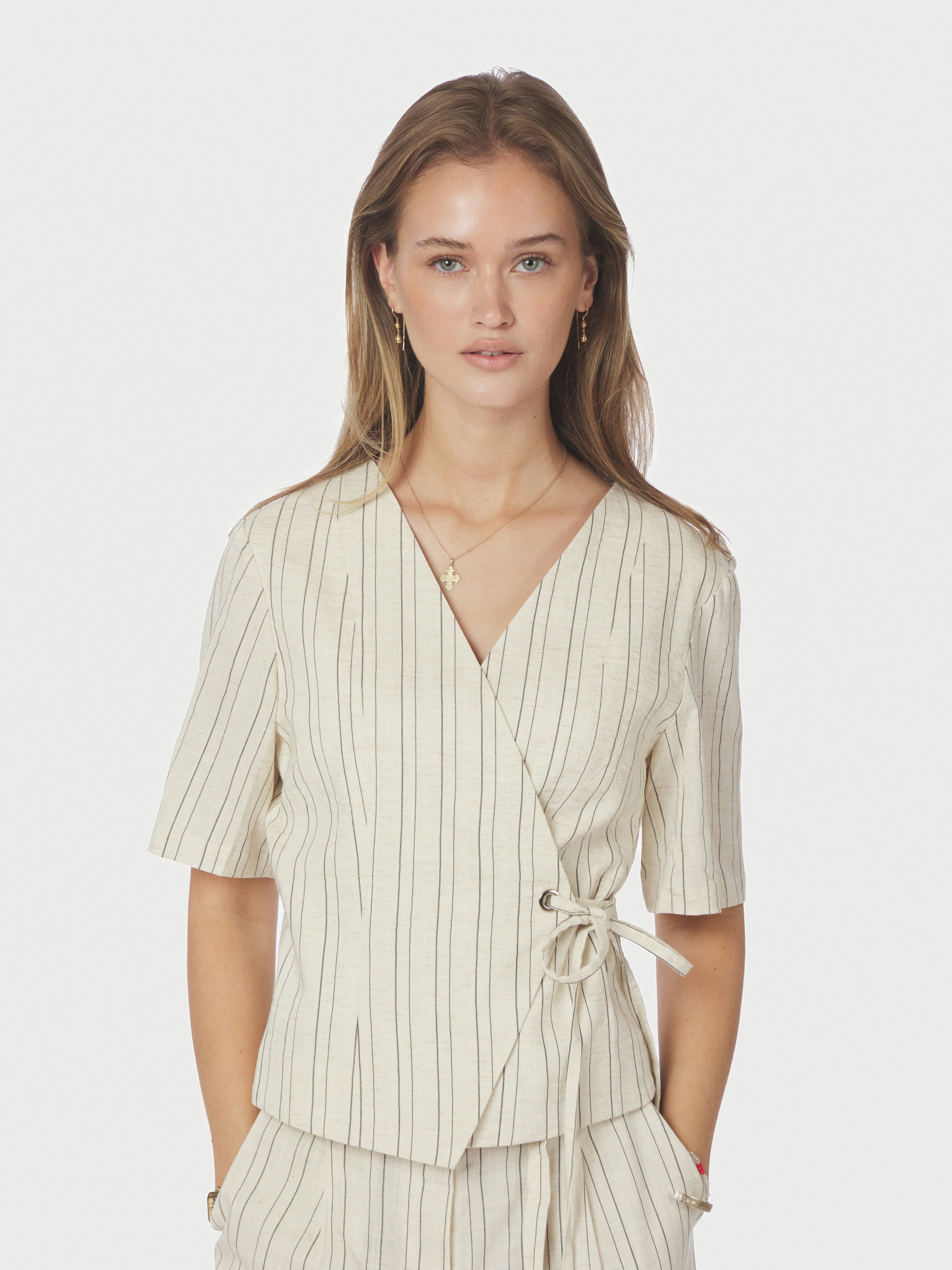 Neo Noir Simmo Stripe Eyelet Blouse