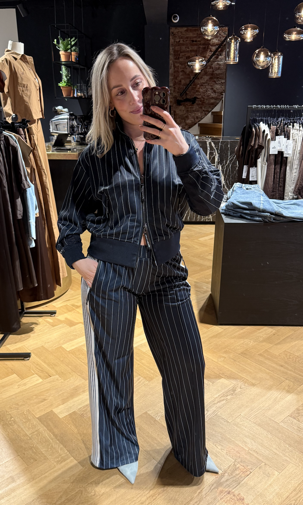 Pin Stripe Zip Sweat