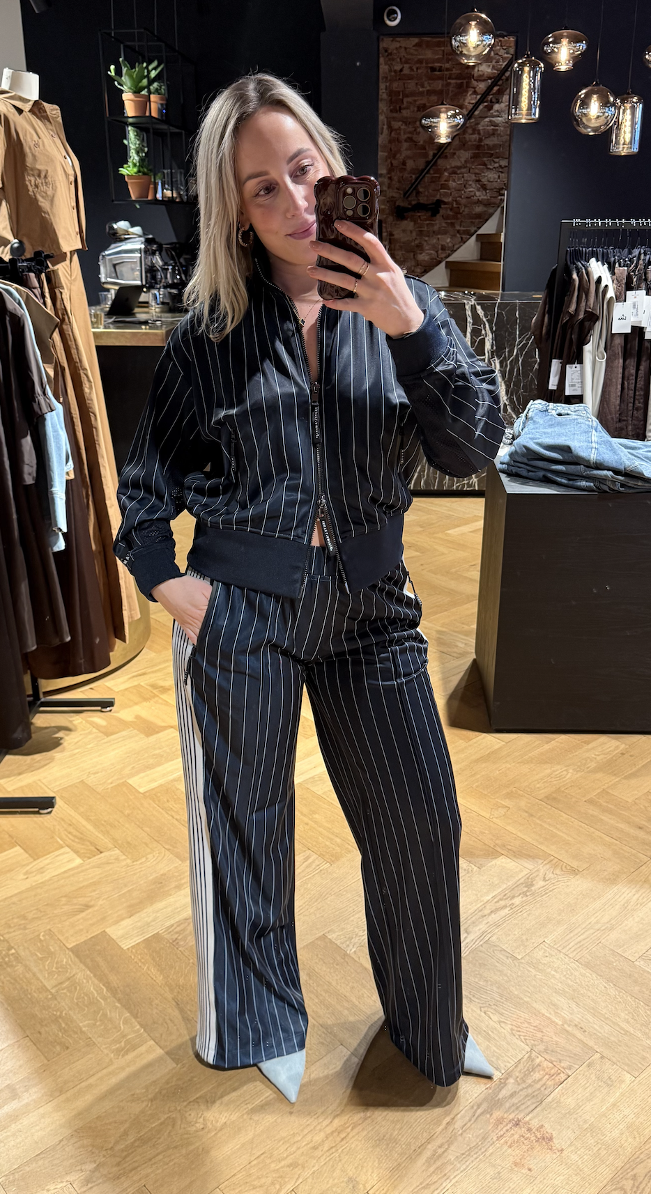 Baggy Pin Stripe Track Tall Pants