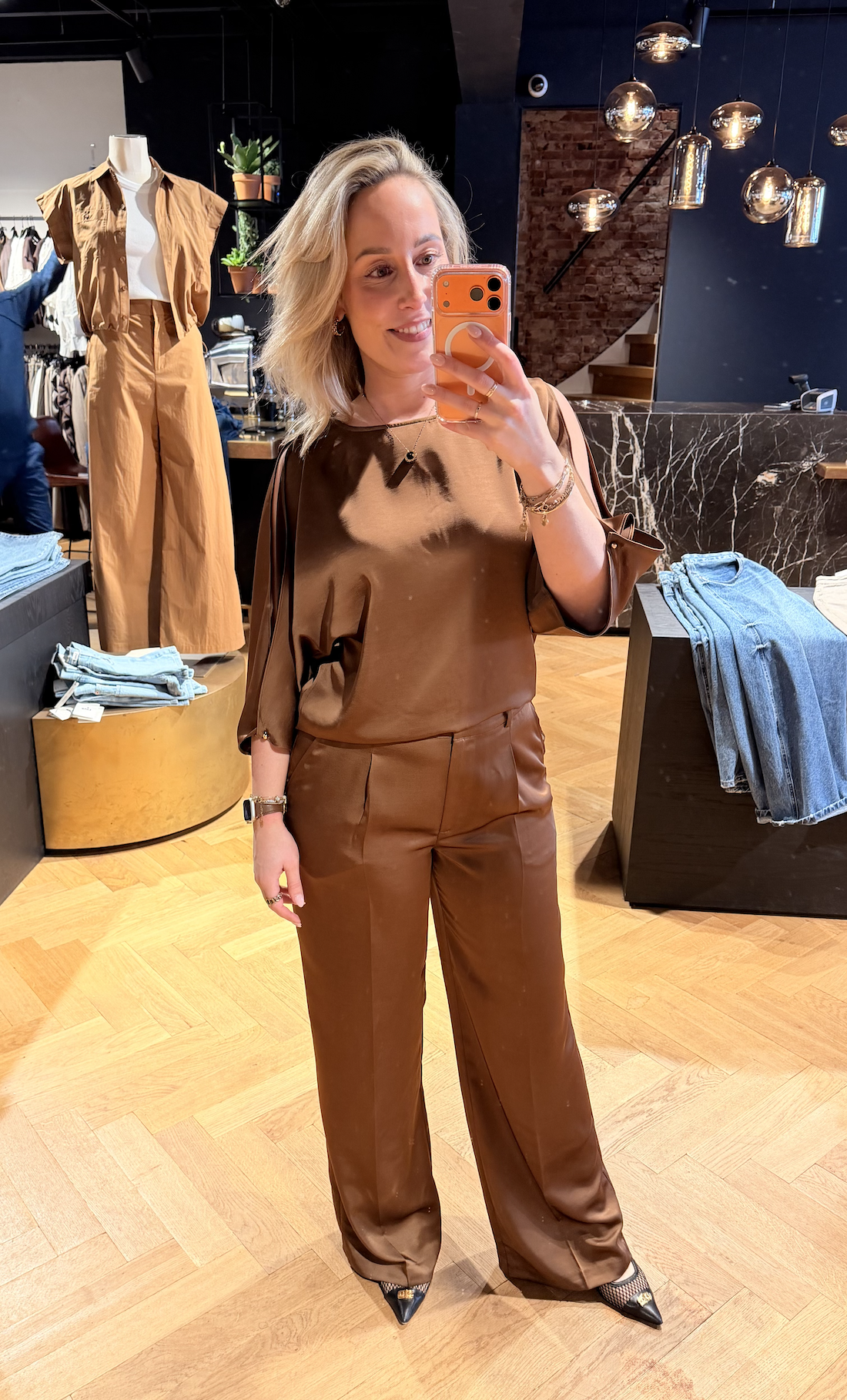 Risette flowing satin top