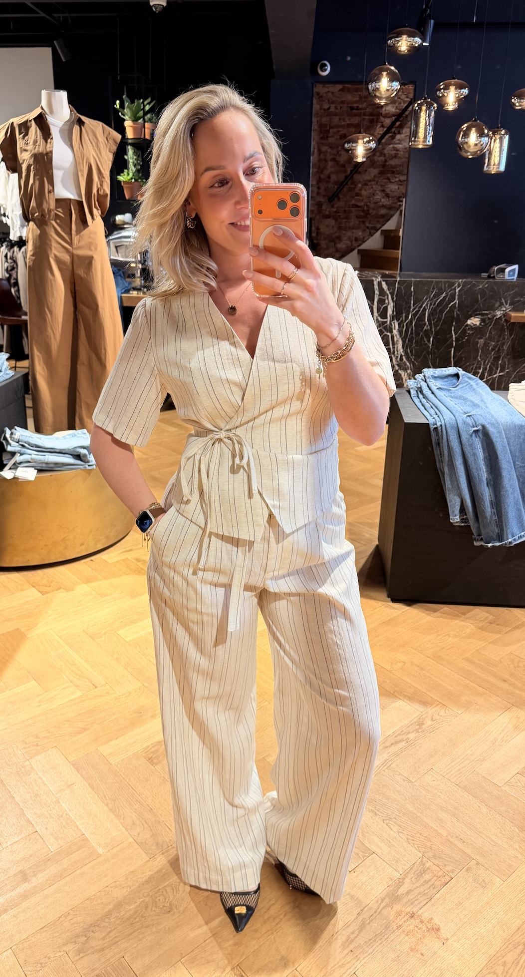 Simmo Stripe Eyelet Blouse