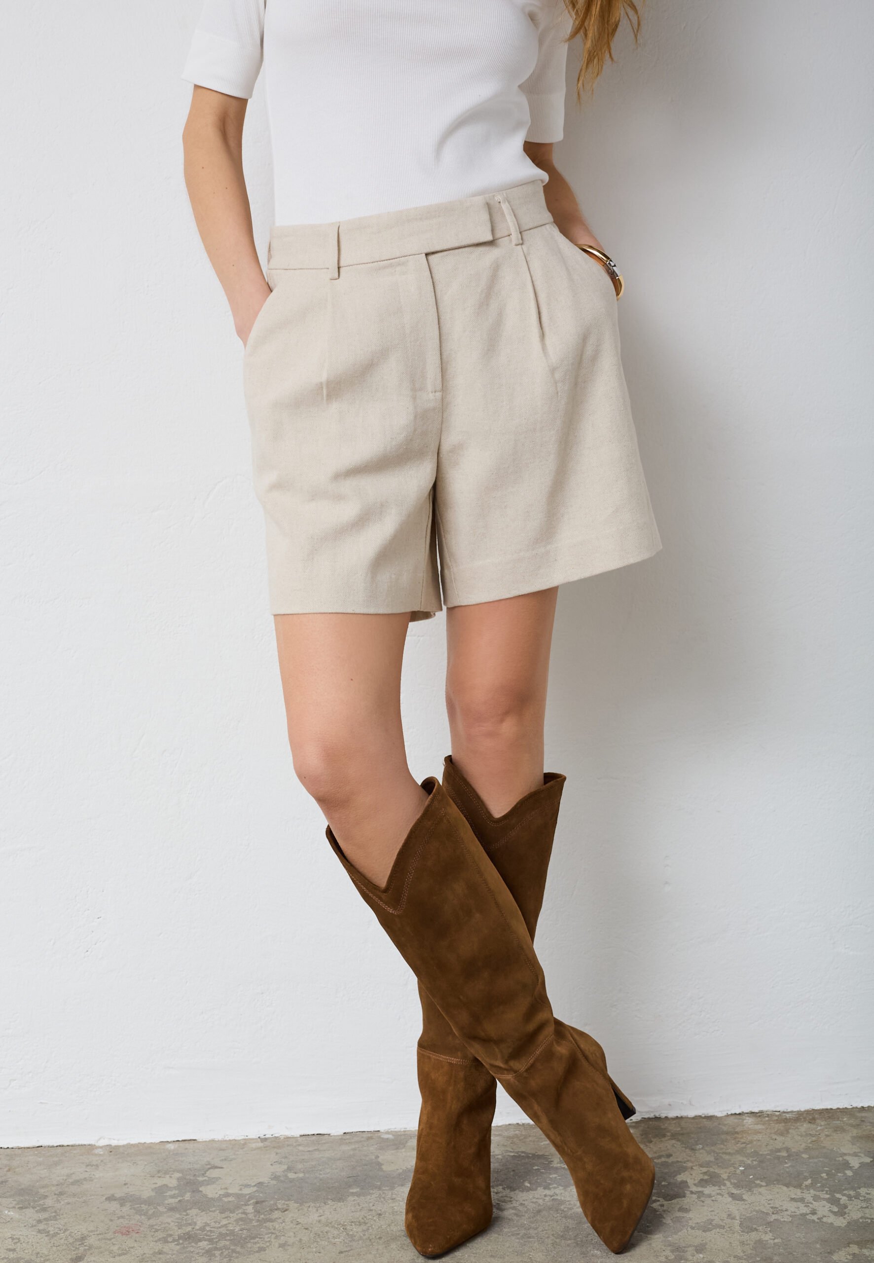 LeenaCC Linen Pleat Shorts