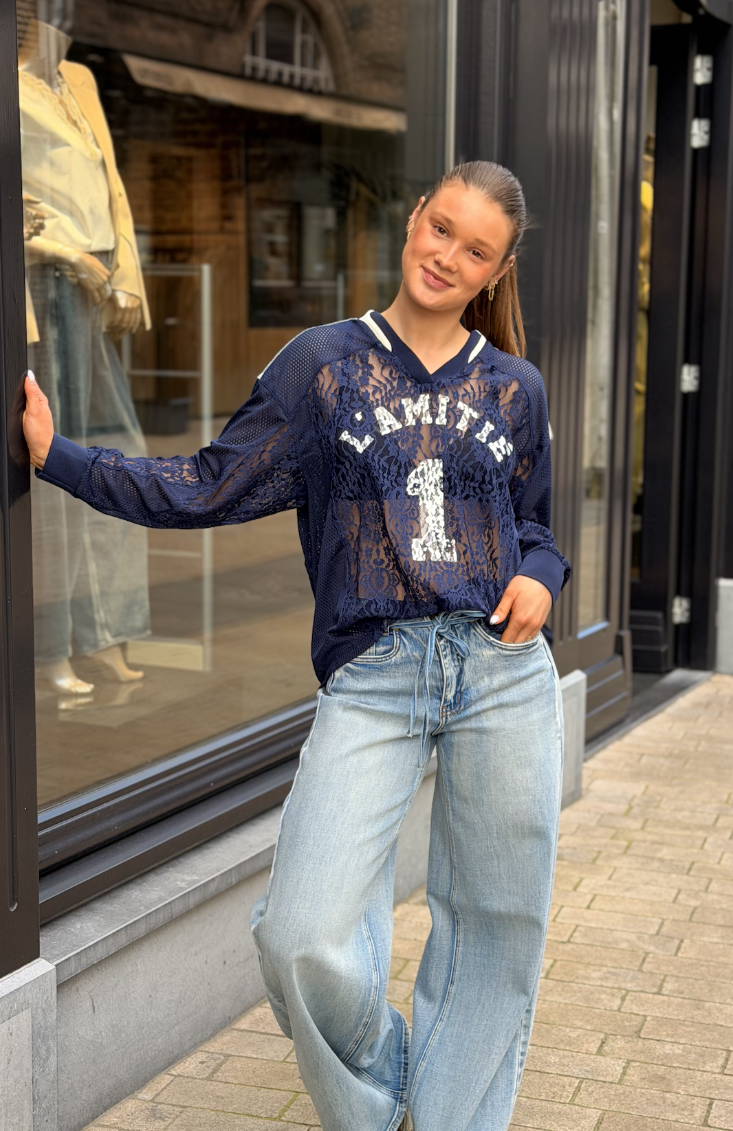 Lace Football V-Blouse