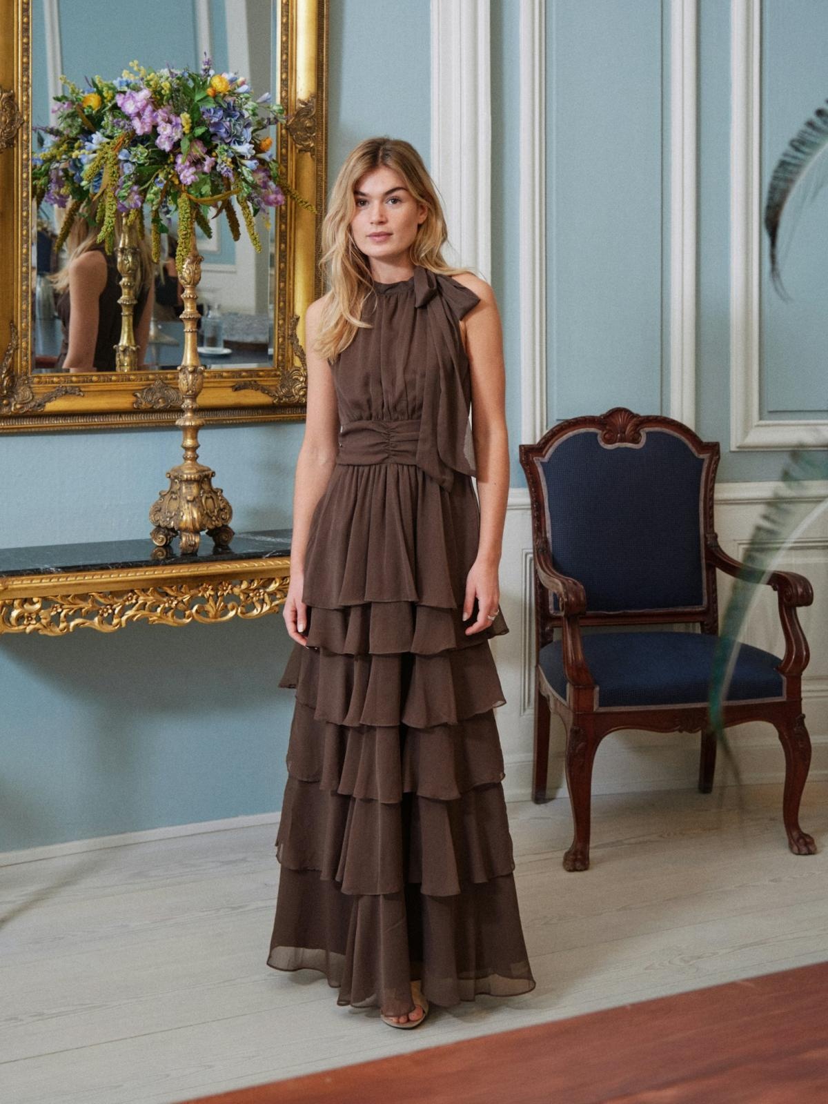 Neo Noir Marli Solid Chiffon Dress