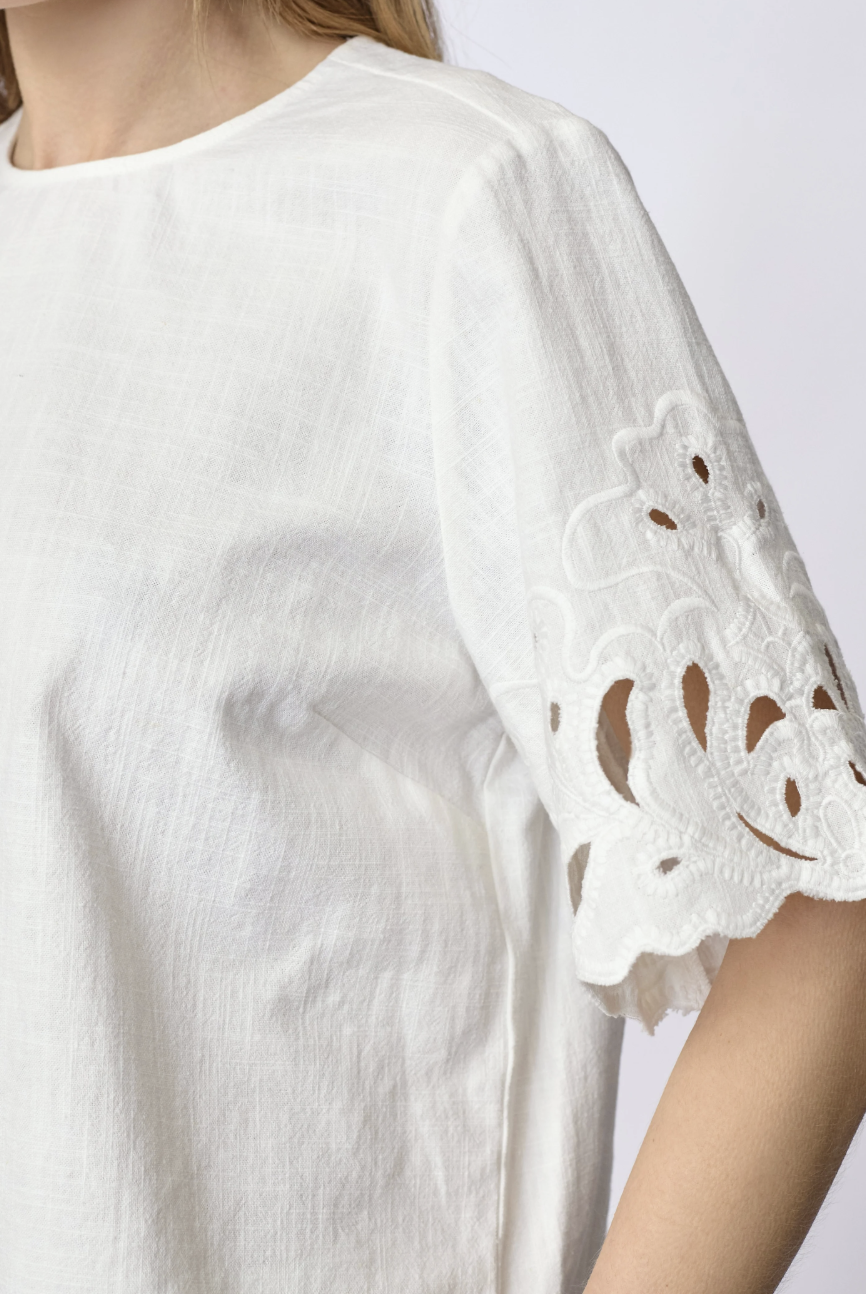 Lita Linen Emb SS Blouse