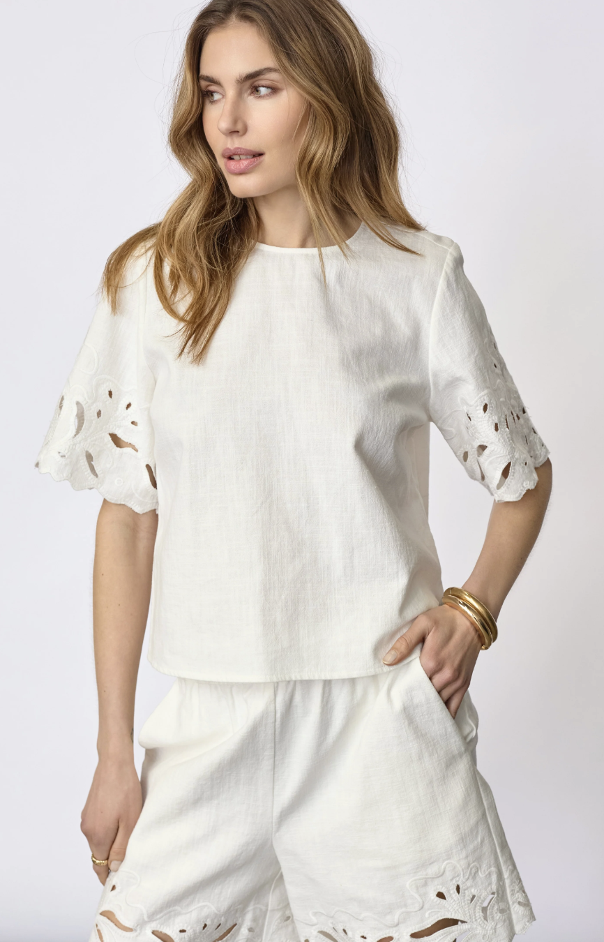 Lita Linen Emb SS Blouse