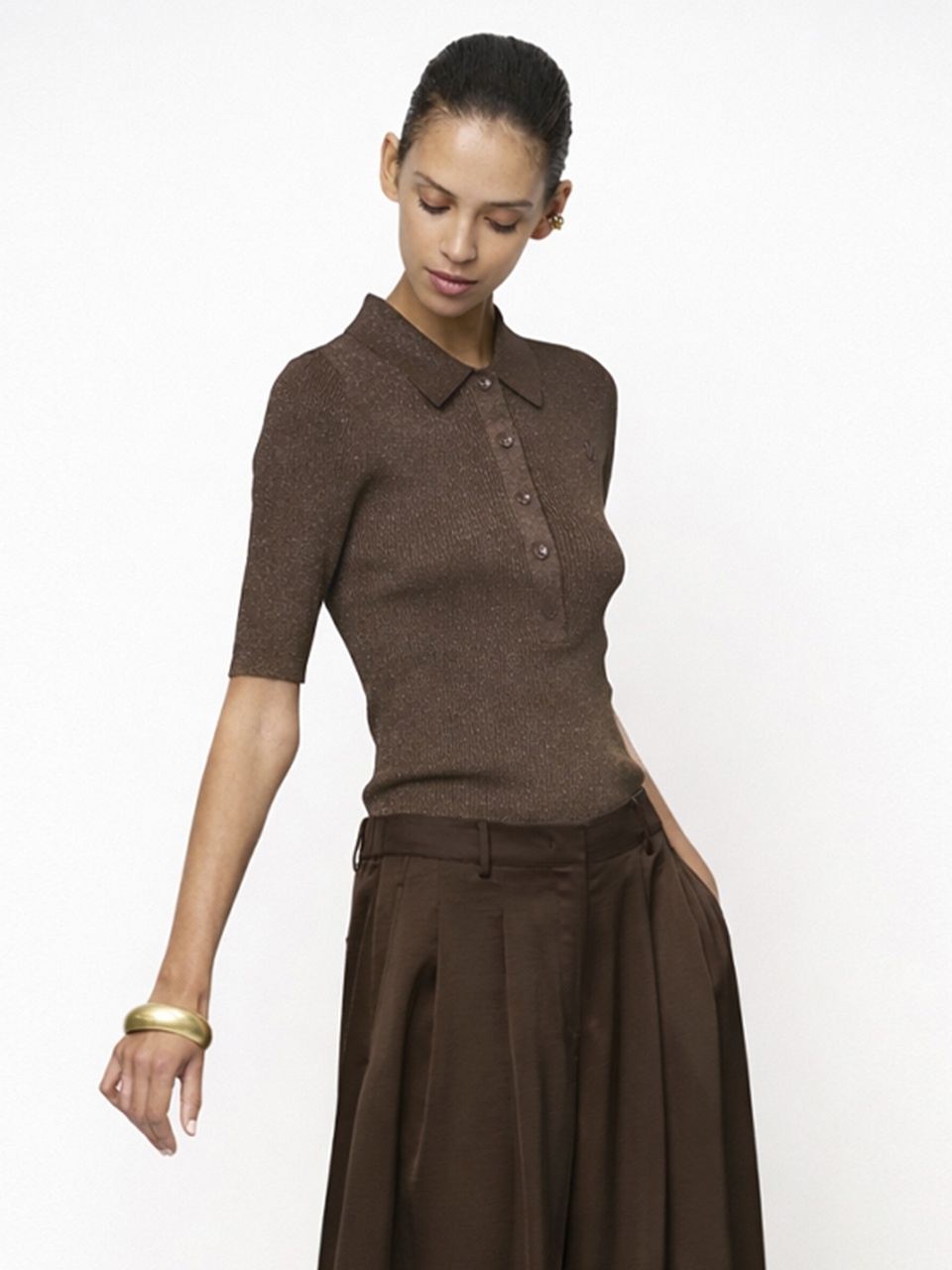 Dante 6 Fayza metallic knitted polo
