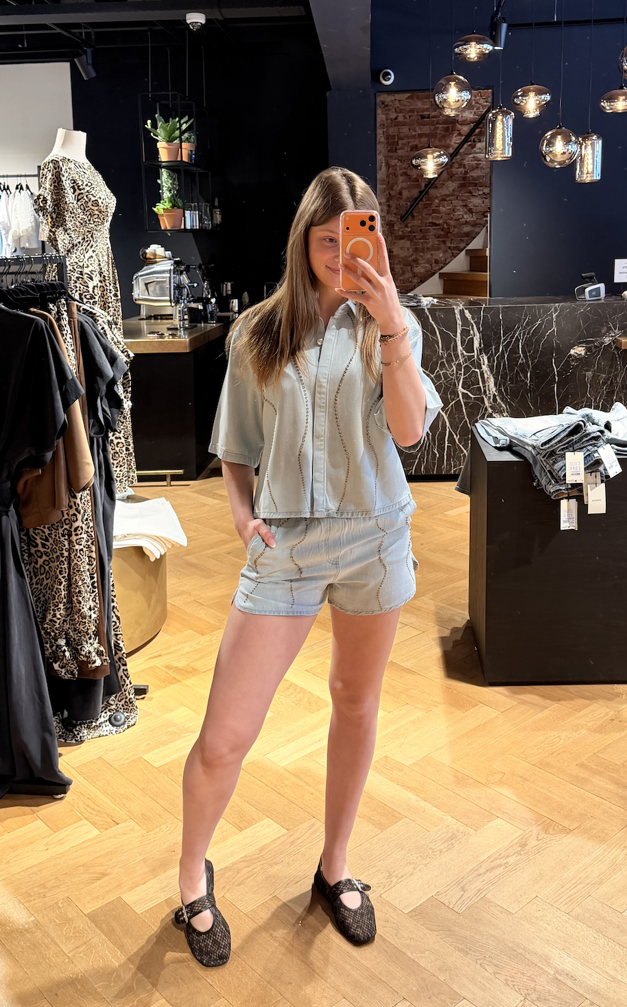 Nerida embellished denim shorts