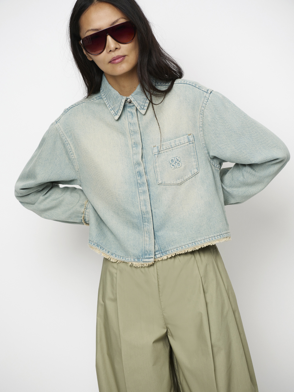 Dante 6 Blane fringed denim shirt