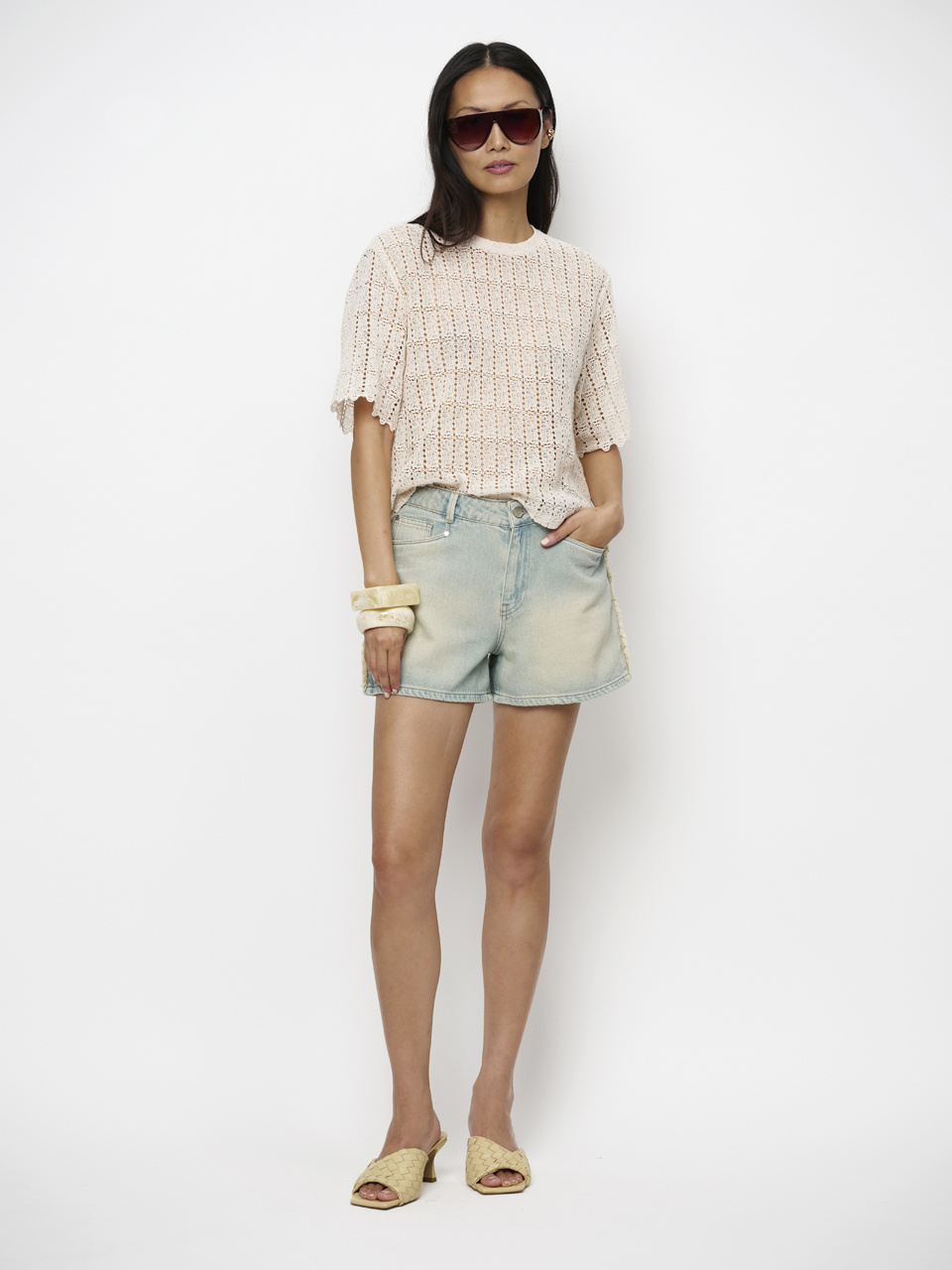 Menton fringed denim shorts