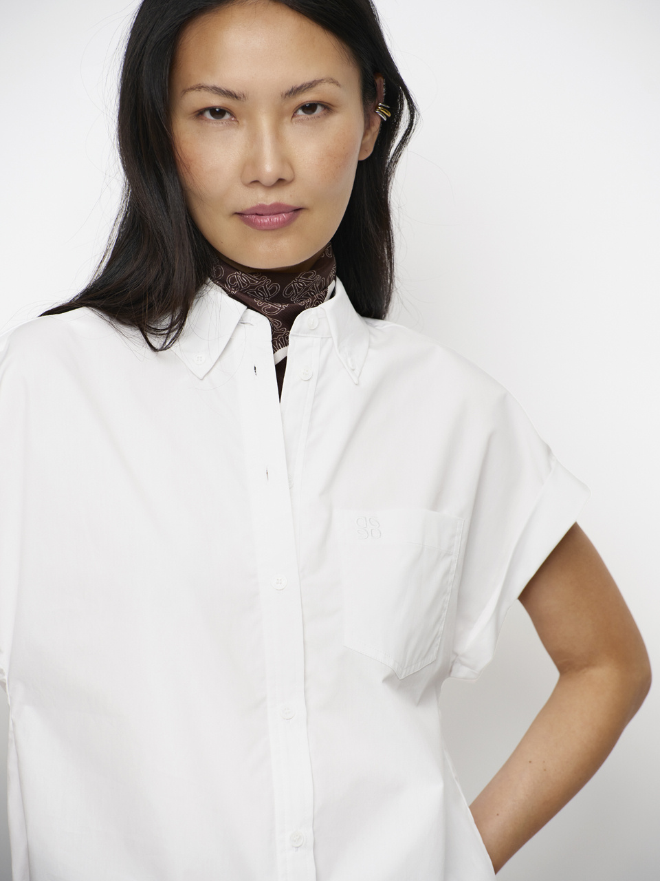 Eclat cap-sleeve button down shirt