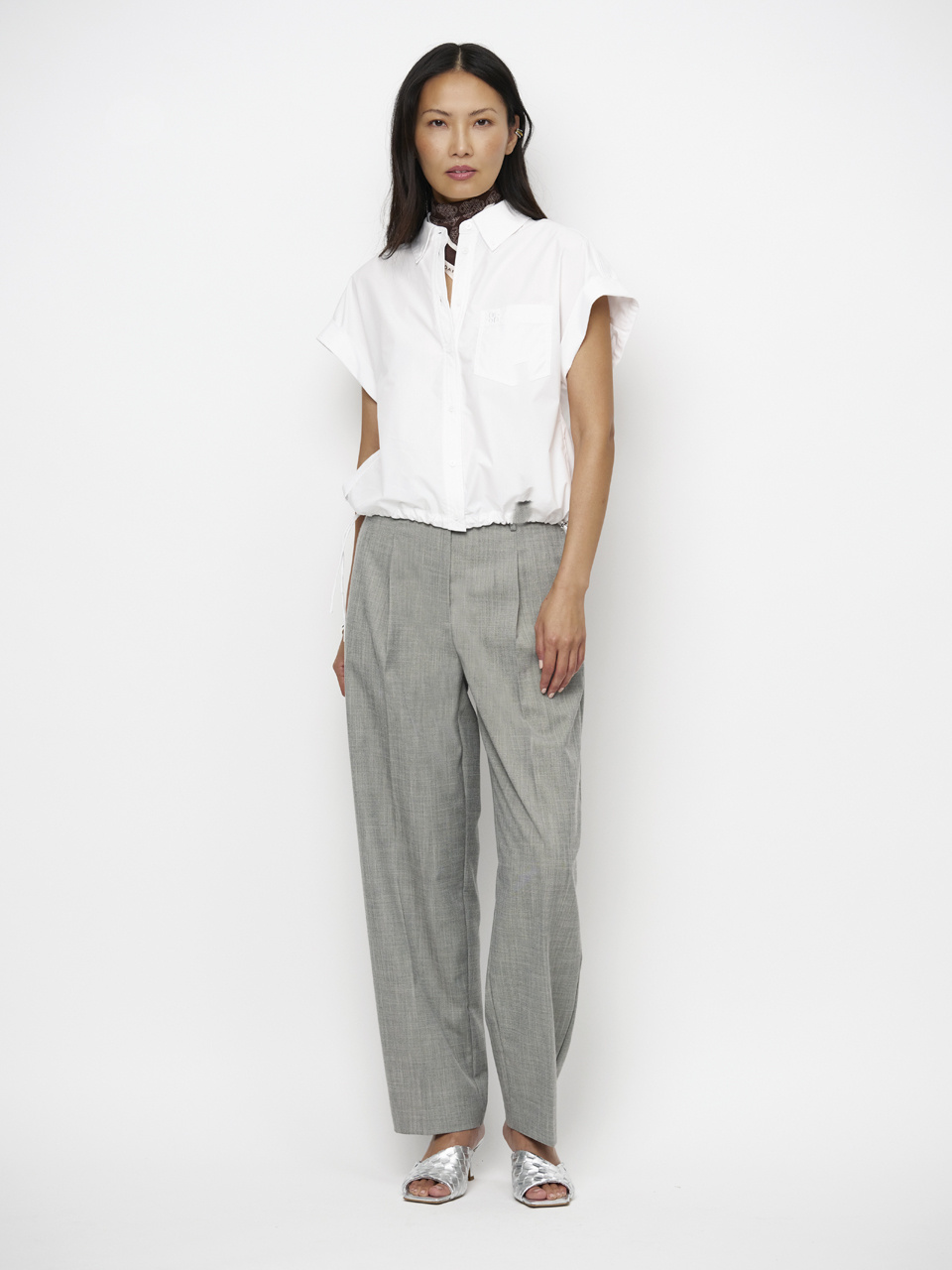 Eclat cap-sleeve button down shirt