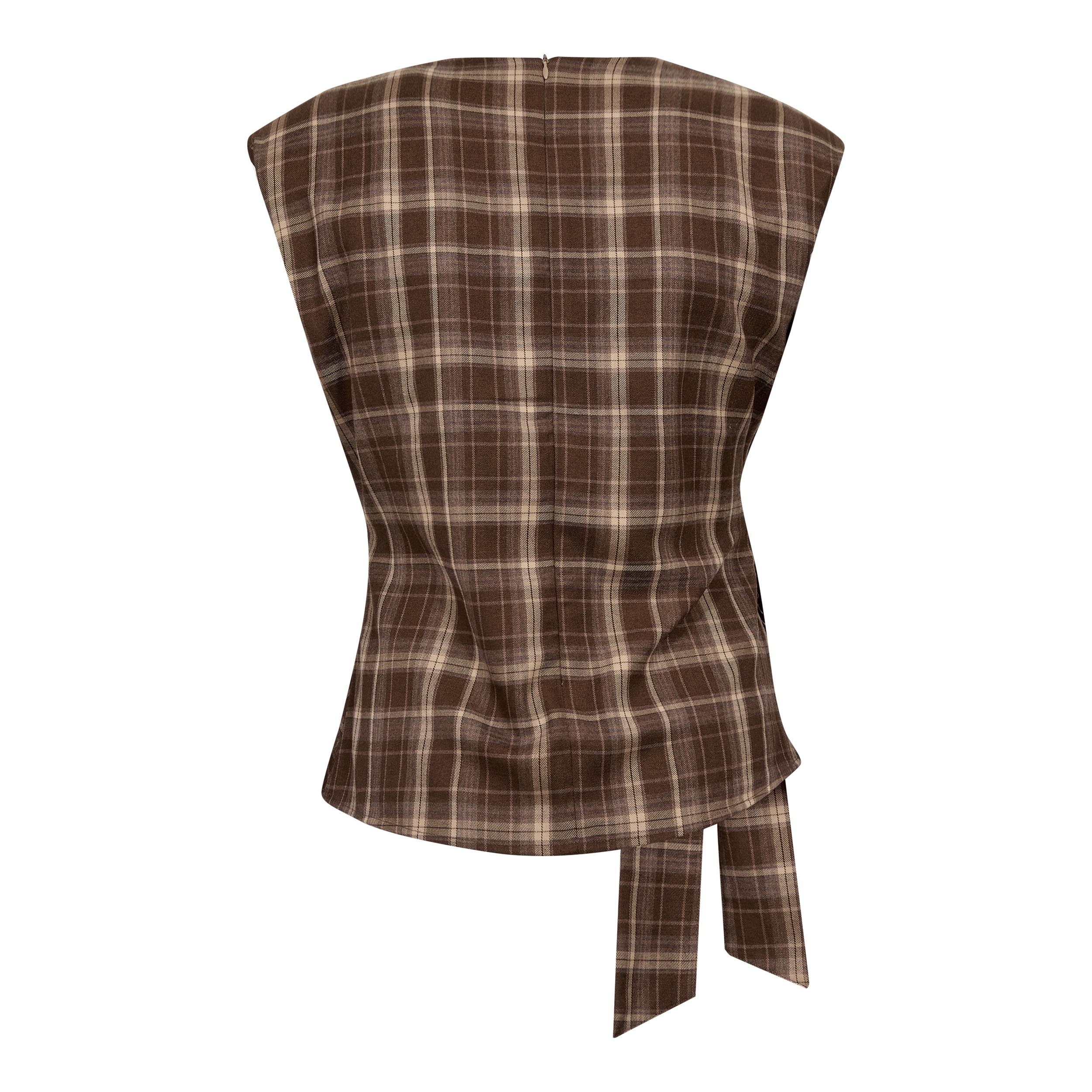 Dagny Check Pleat Top