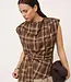 Dagny Check Pleat Top