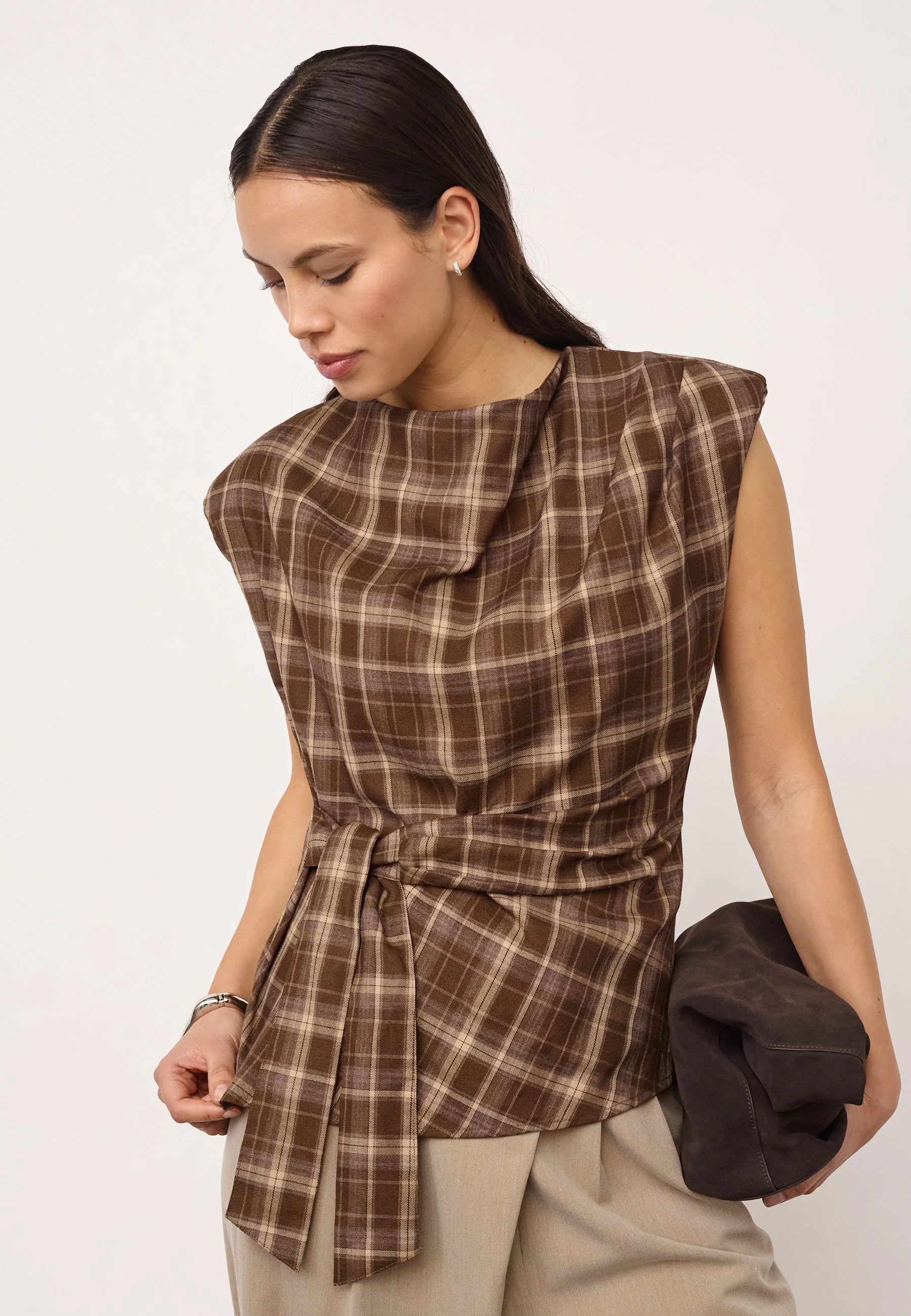 Co'couture Dagny Check Pleat Top
