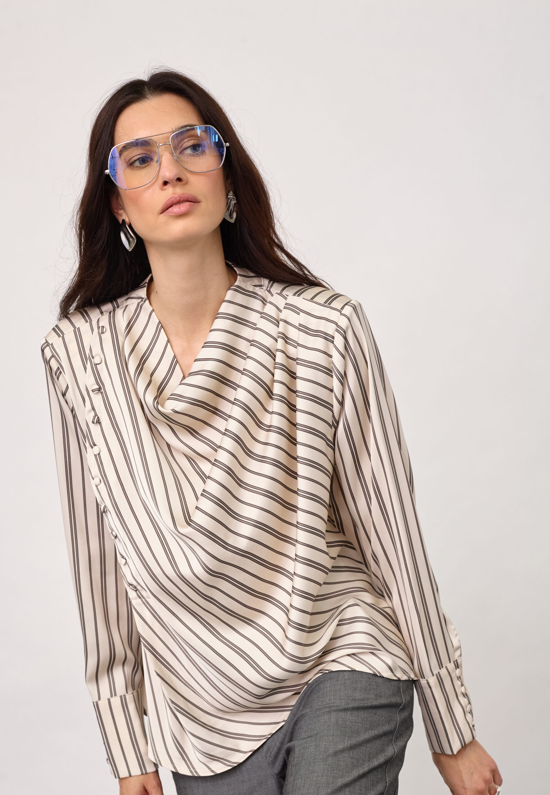 HellyCC Button Stripe Blouse