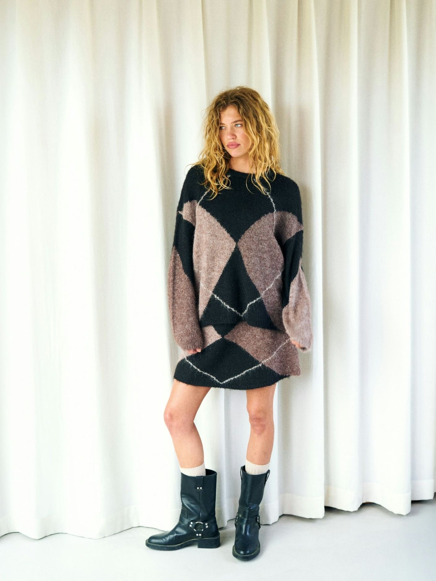 Neo Noir Inga Check Fluff Knit Pull