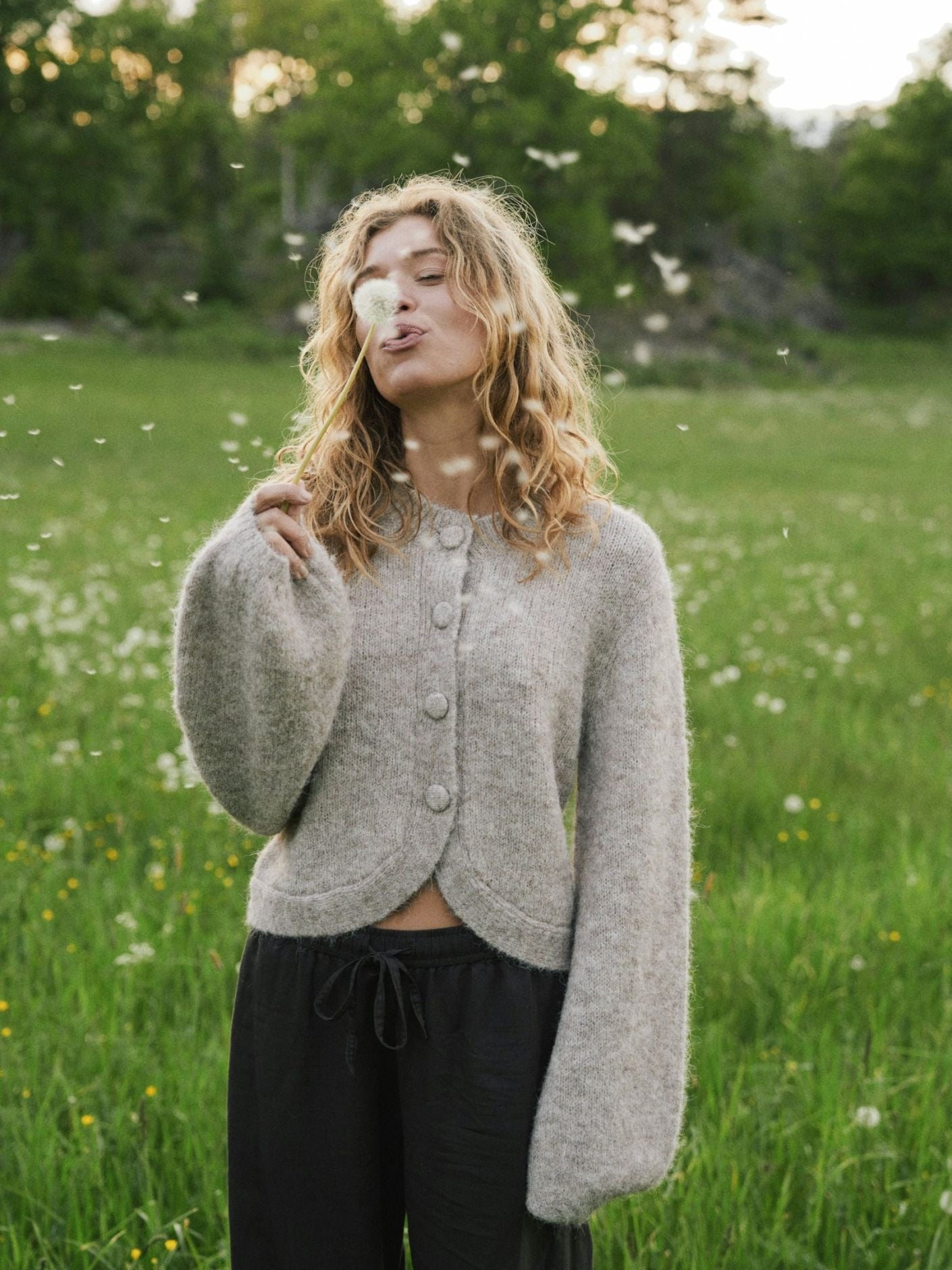 Neo Noir Gio Fluffy Knit Cardigan