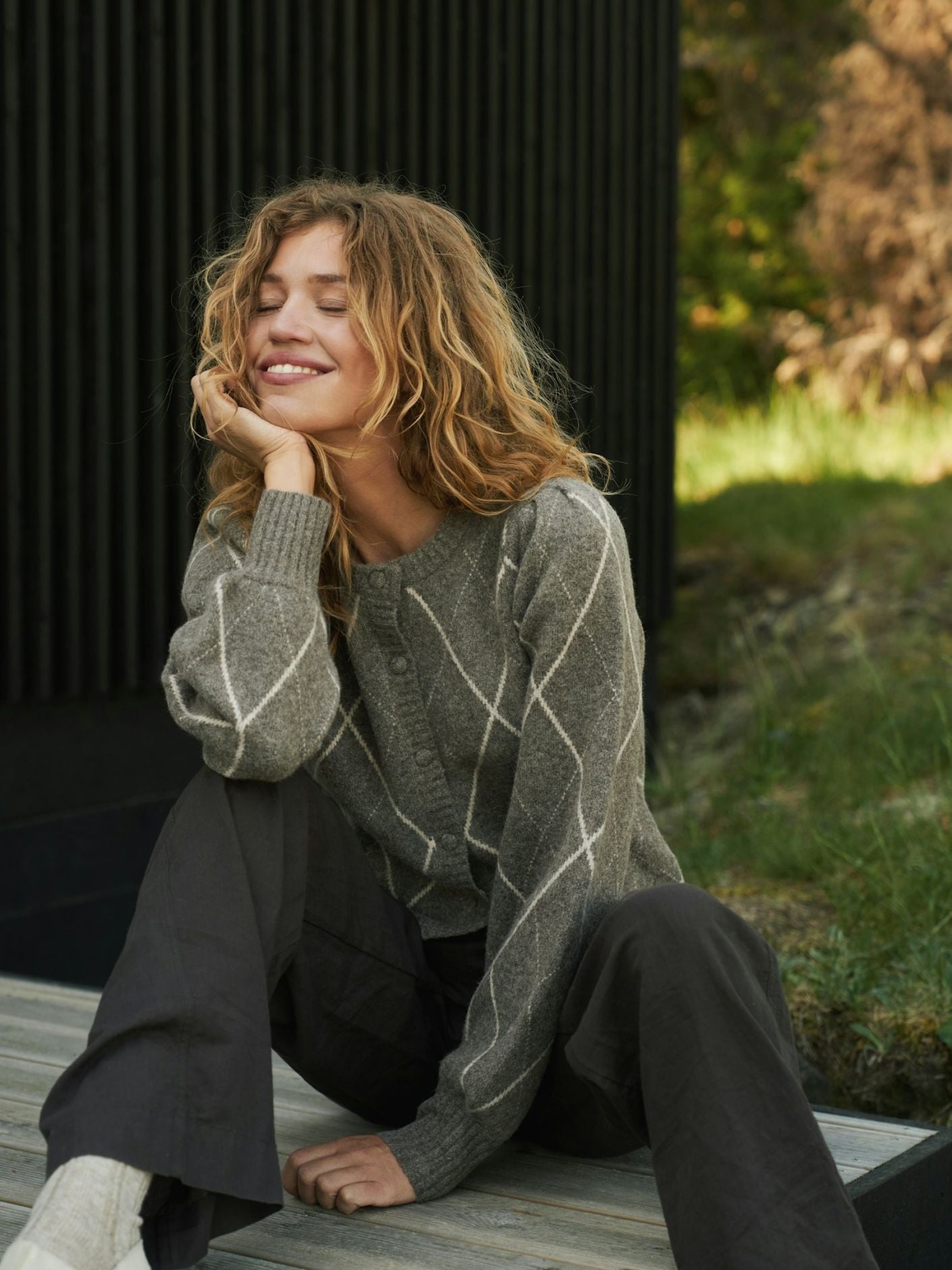 Neo Noir Koteas Check Knit Cardigan