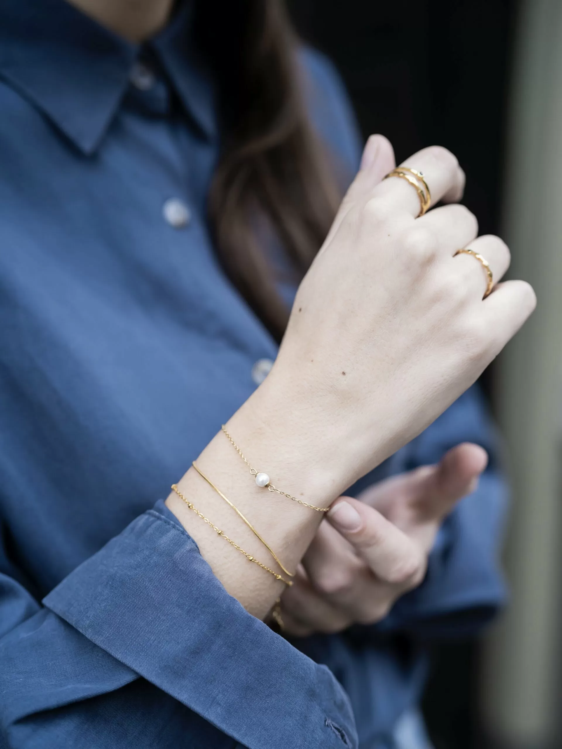 Fijn armbandje met platte schakel