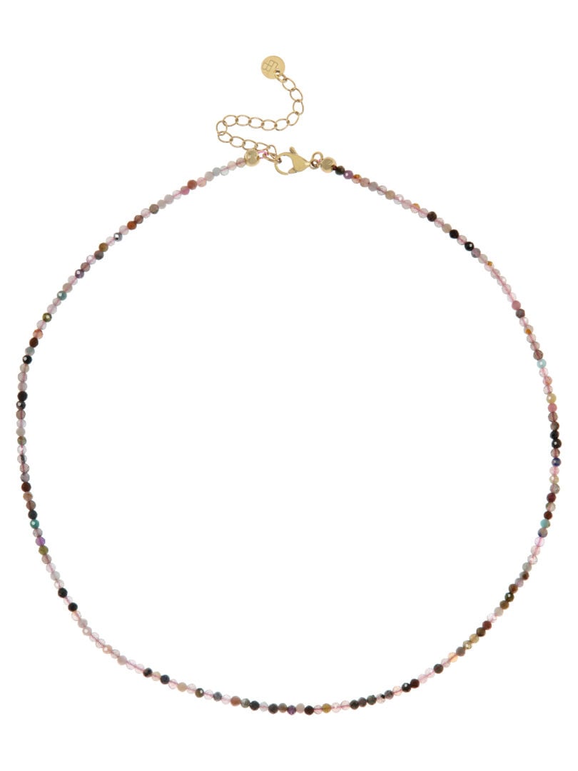 Fijne korte ketting met mini edelsteentjes