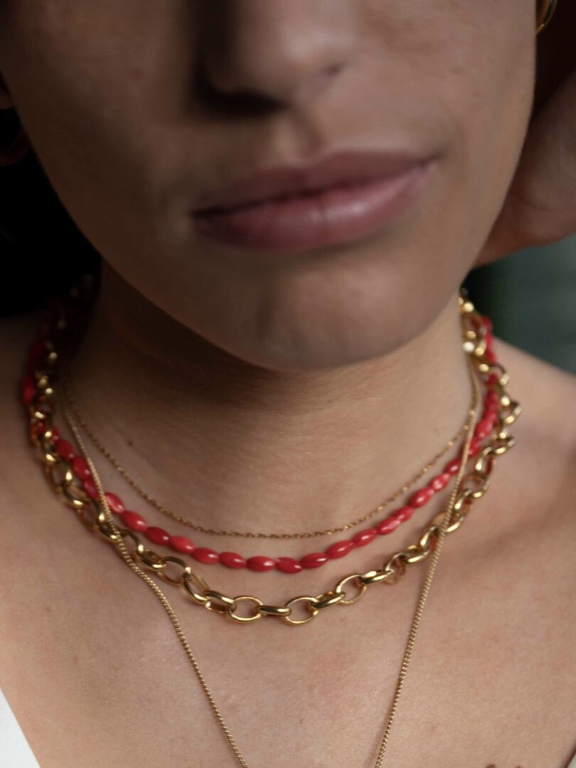 Kort ketting met grove ovale schakels