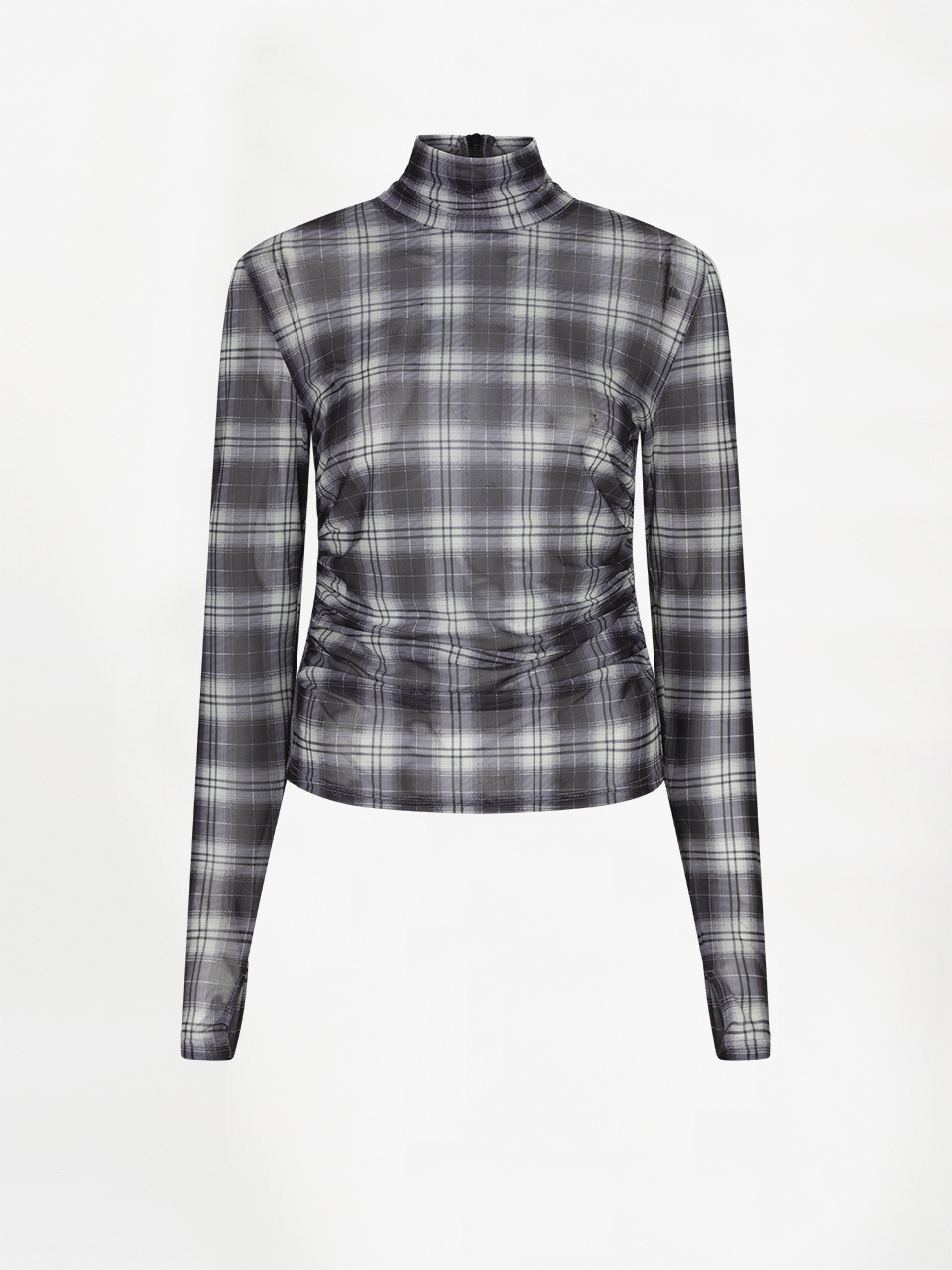 Casha printed check mesh top
