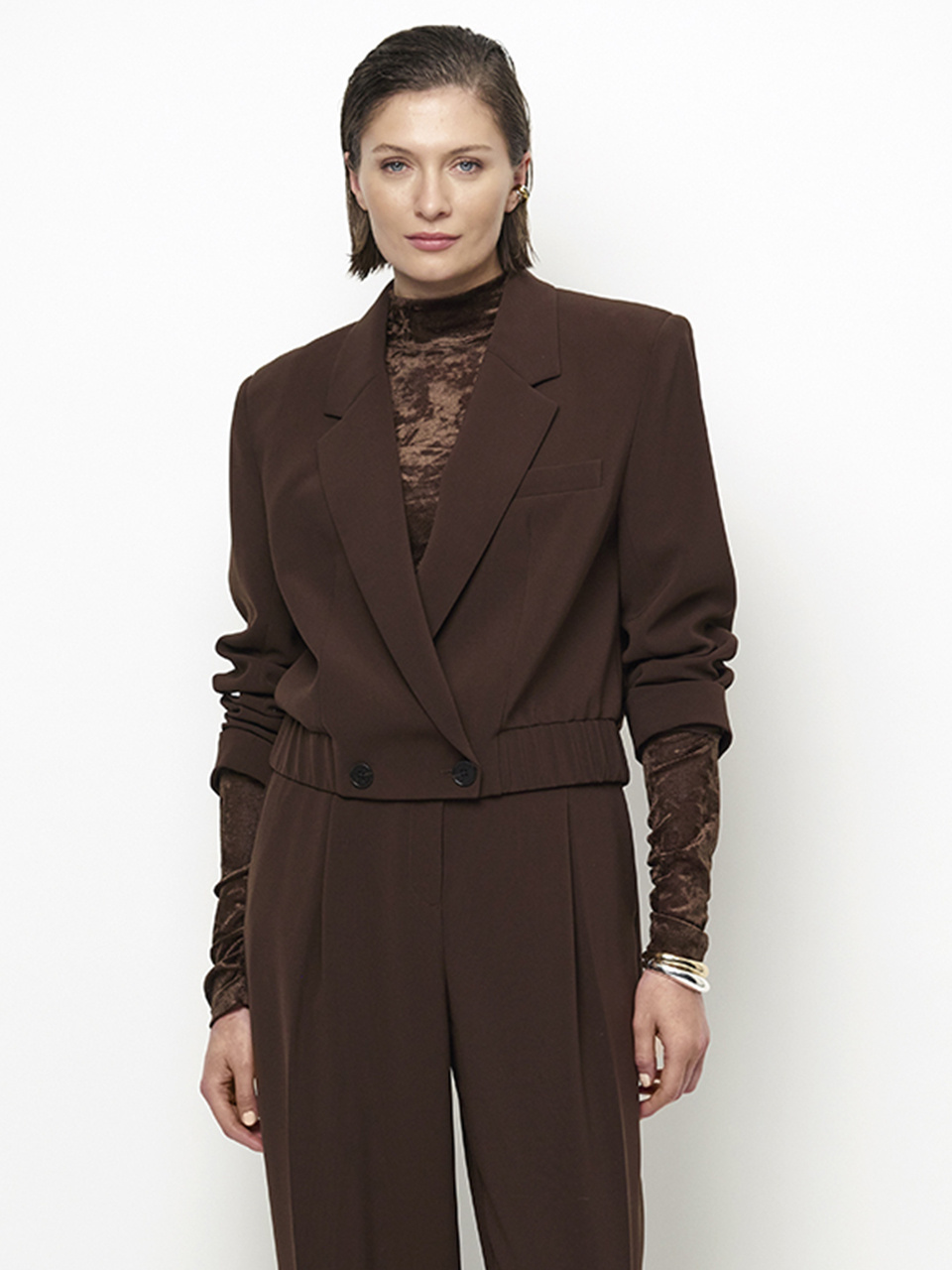 Olya velvet mesh jersey top