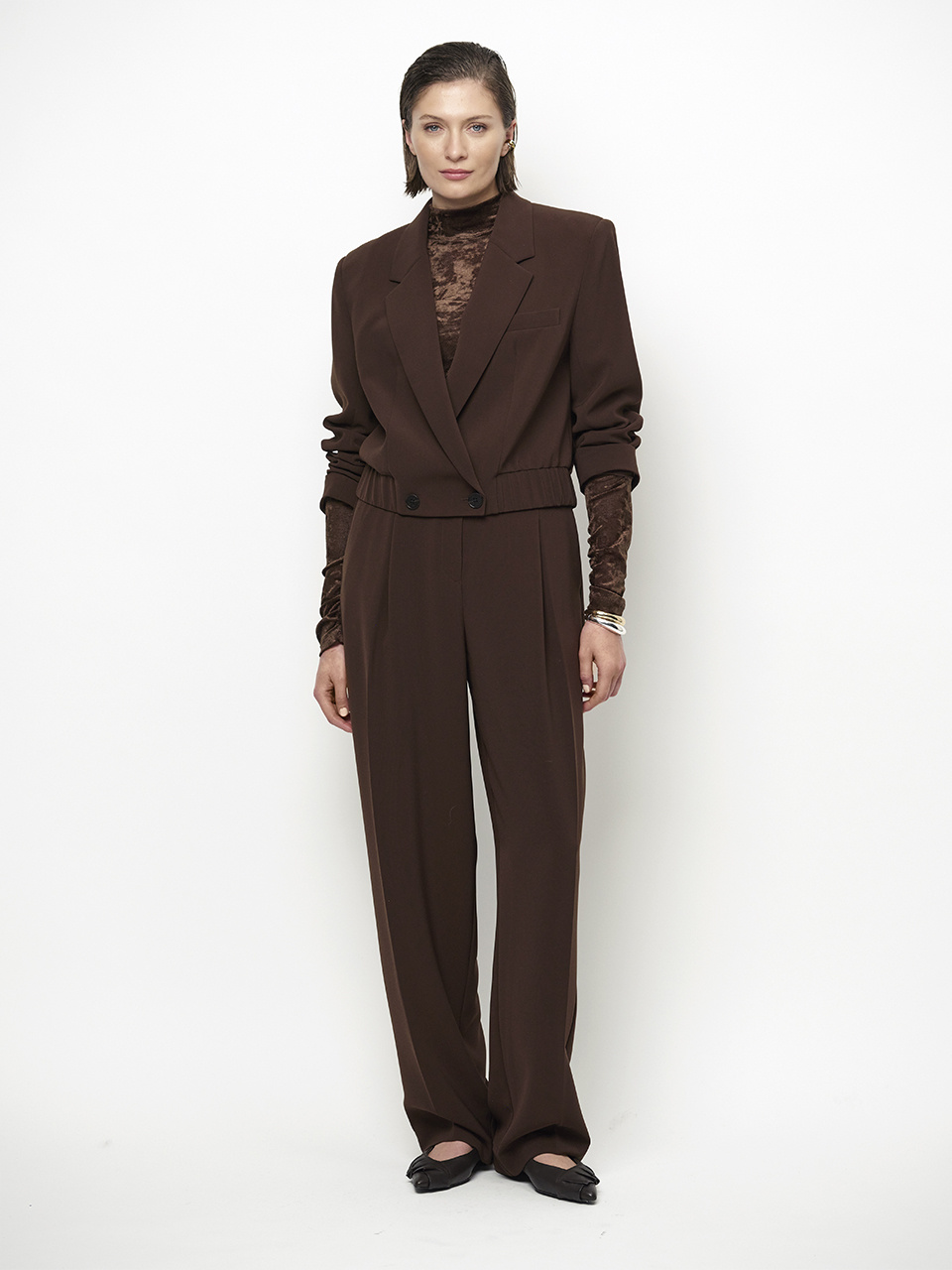 Olya velvet mesh jersey top