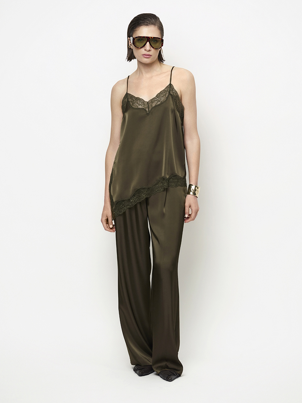 Dawna bold satin lace camisole