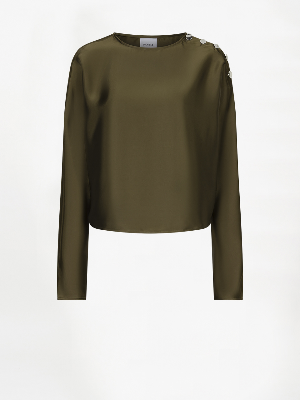 Leiva bold satin button detail top