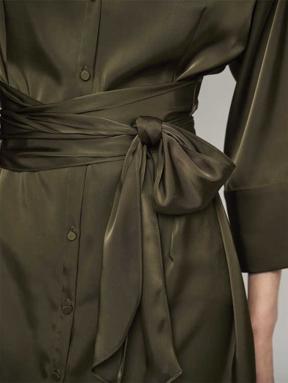 Noanne bold satin shirt-wrap dress