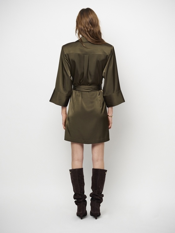 Noanne bold satin shirt-wrap dress